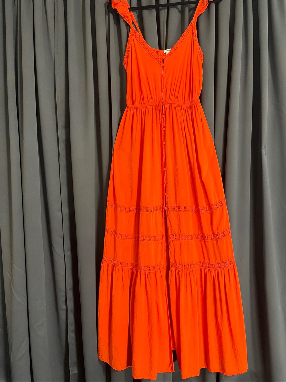 Forever 21 Bright Orange Maxi Dress with Tie Waist
